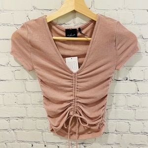 Urban Outfitters blush crop top front Ruched tie size small